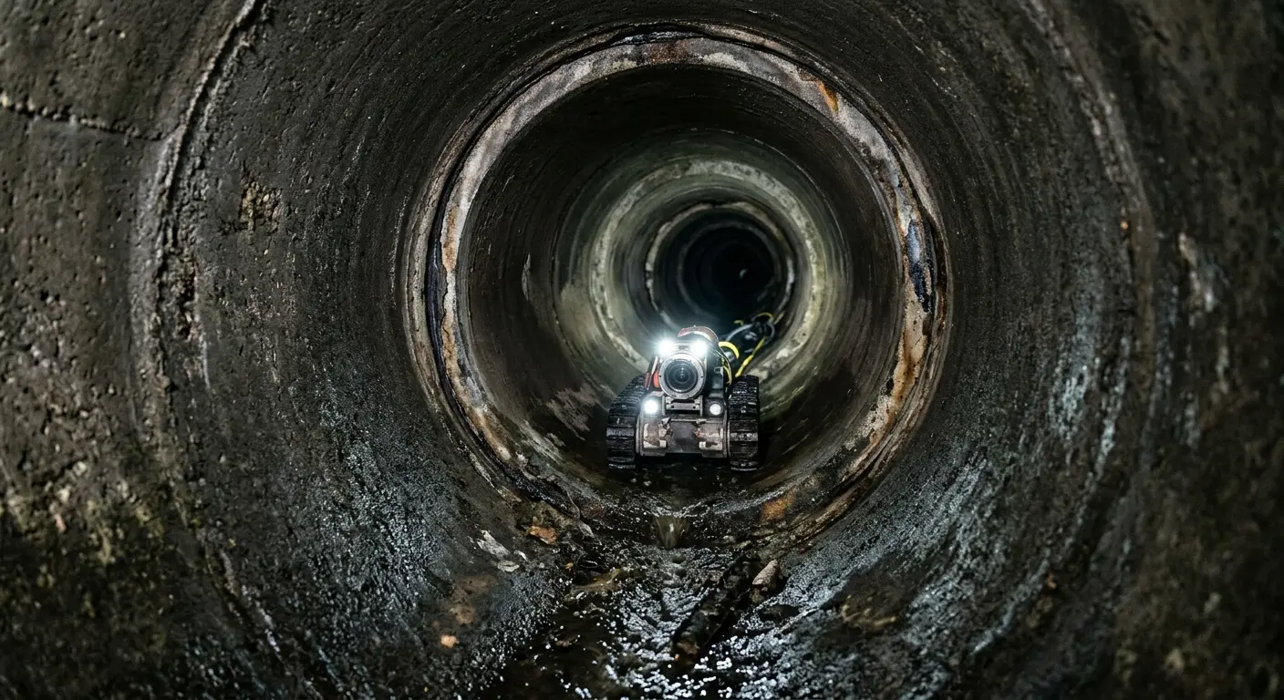 Robotic sewer camera inspecting pipe interior for Drain Snake Service in River Falls